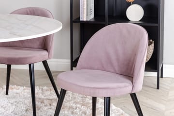 Estelle Matbord 106 cm Runt Marmor med 4 Velvet Matstol Manchester - Möbler - Bord & matgrupper - Matgrupper