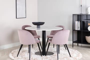 Estelle Matbord 106 cm Runt Marmor med 4 Velvet Matstol Manchester - Möbler - Bord & matgrupper - Matgrupper