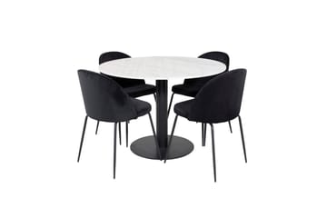 Estelle Matbord 106 cm Runt Marmor med 4 Wrinkles Matstol - Möbler - Bord & matgrupper - Matgrupper