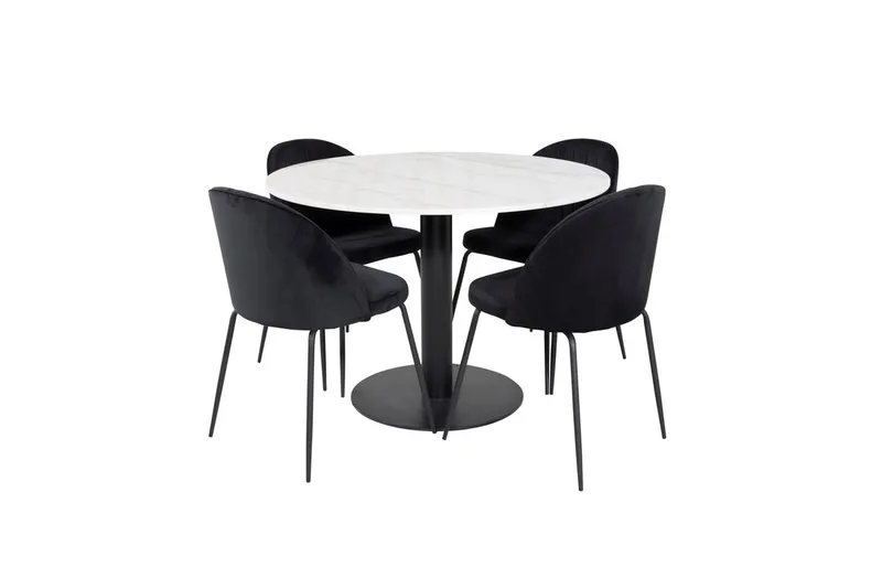 Estelle Matbord 106 cm Runt Marmor med 4 Wrinkles Matstol - Möbler - Bord & matgrupper - Matgrupper