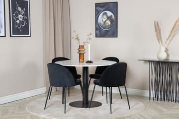 Estelle Matbord 106 cm Runt Marmor med 4 Wrinkles Matstol - Möbler - Bord & matgrupper - Matgrupper