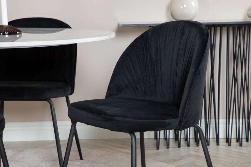 Estelle Matbord 106 cm Runt Marmor med 4 Wrinkles Matstol - Möbler - Bord & matgrupper - Matgrupper
