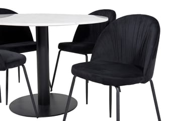Estelle Matbord 106 cm Runt Marmor med 4 Wrinkles Matstol - Möbler - Bord & matgrupper - Matgrupper