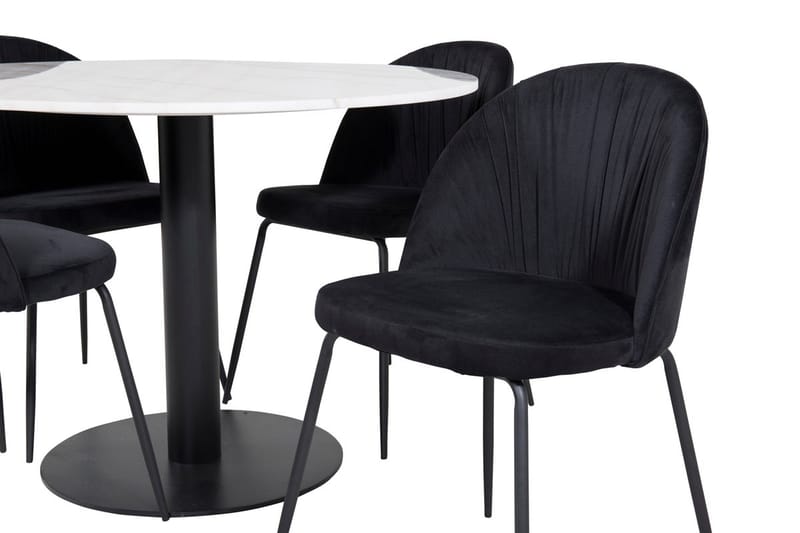 Estelle Matbord 106 cm Runt Marmor med 4 Wrinkles Matstol - Möbler - Bord & matgrupper - Matgrupper