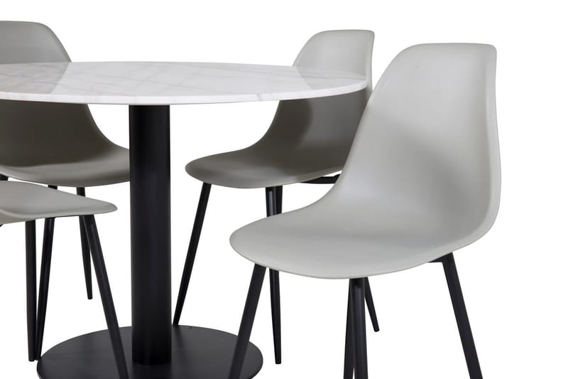 Estelle Matbord 106 cm Runt Marmor med 4 Polar Matstol - Möbler - Bord & matgrupper - Matgrupper