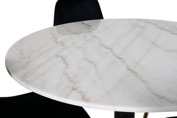 Estelle Matbord 106 cm Runt Marmor med 4 Polar Köksstol Sammet - Möbler - Bord & matgrupper - Matgrupper