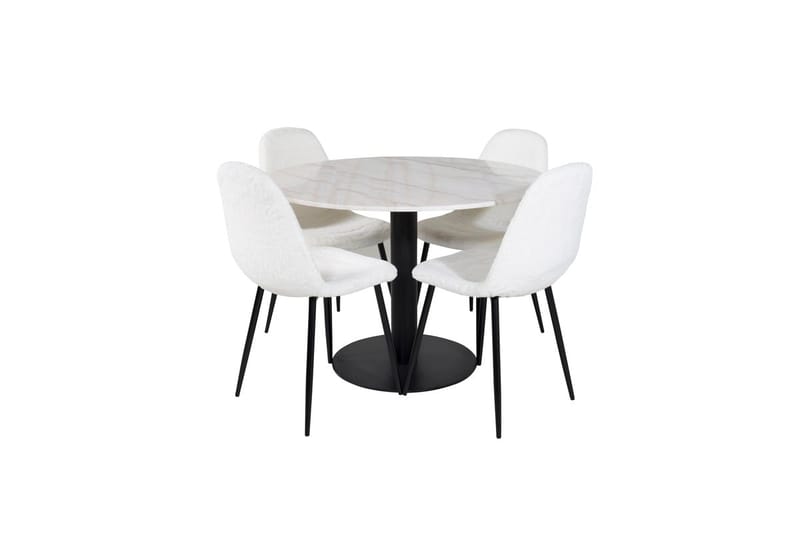 Estelle Matbord 106 cm Runt Marmor med 4 Polar Matstol - Möbler - Bord & matgrupper - Matgrupper