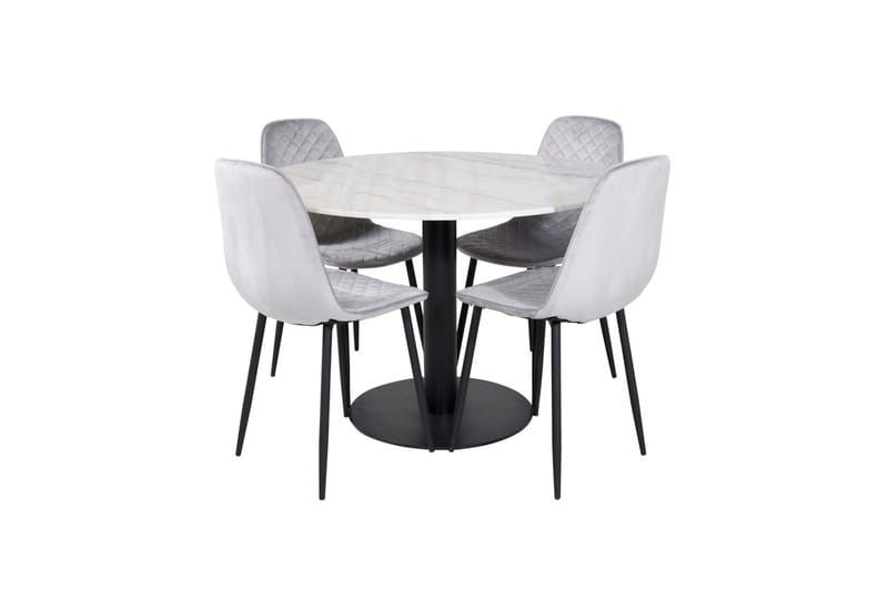 Estelle Matbord 106 cm Runt Marmor med 4 Polar Matstol - Möbler - Bord & matgrupper - Matgrupper