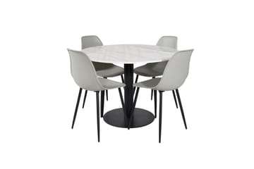 Estelle Matbord 106 cm Runt Marmor med 4 Polar Matstol - Möbler - Bord & matgrupper - Matgrupper