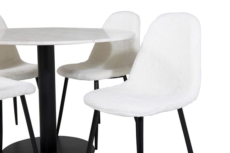 Estelle Matbord 106 cm Runt Marmor med 4 Polar Matstol - Möbler - Bord & matgrupper - Matgrupper