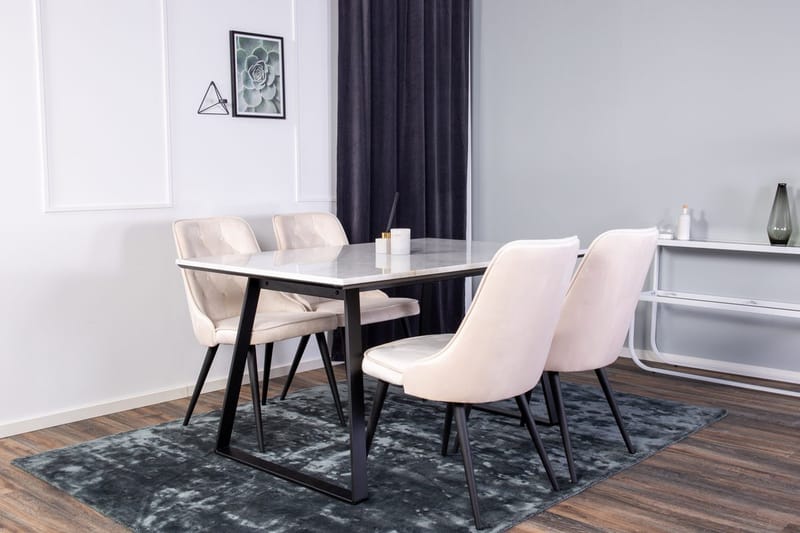 Estelle matbord med 4 Velvet Deluxe Lyx Sammetstol