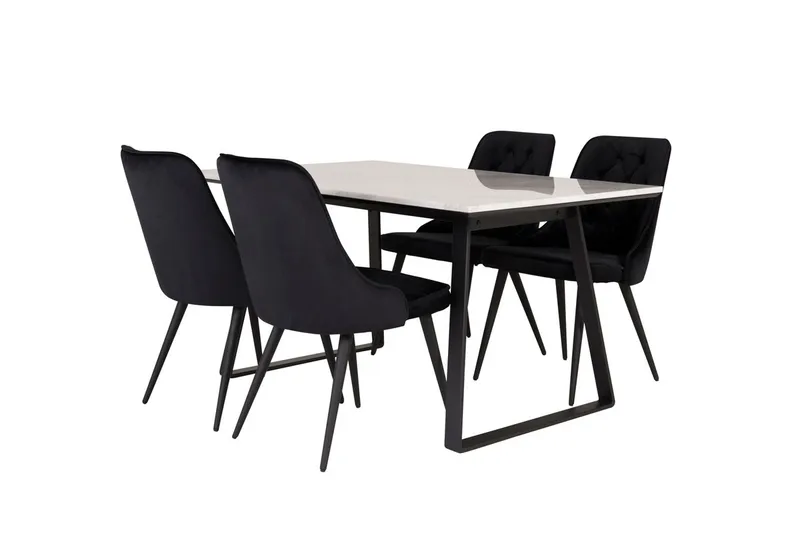 Estelle matbord med 4 Velvet Deluxe Sammetstol