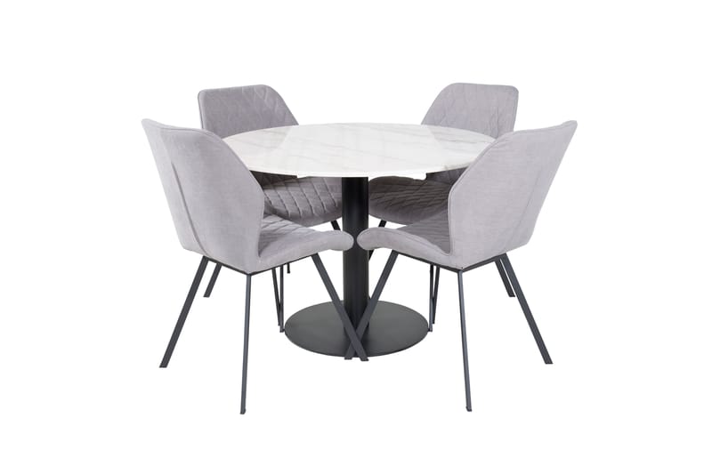 Estelle Matgrupp 106 cm Rund med 4 Gemma stolar - Svart - Möbler - Bord & matgrupper - Matgrupper