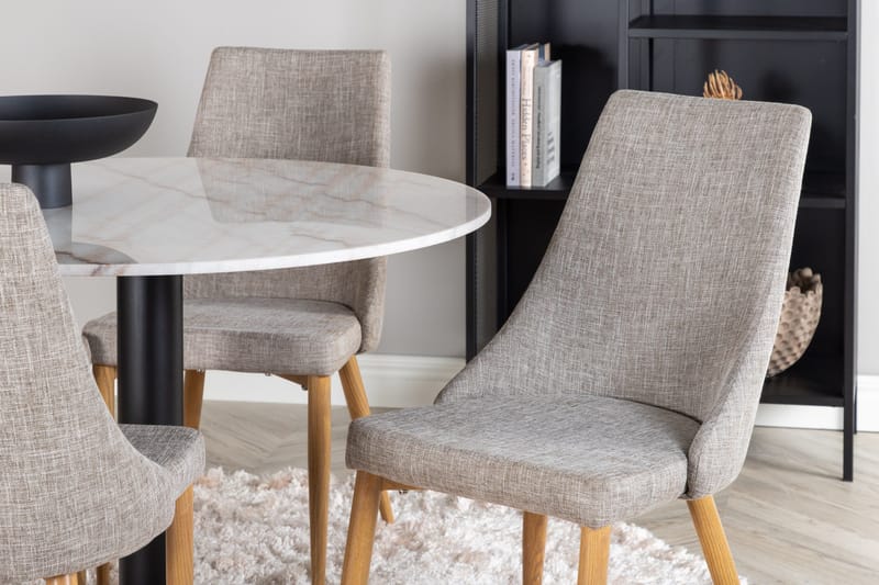 Estelle Matgrupp 106 cm Rund med 4 Leone stolar - Svart - Möbler - Bord & matgrupper - Matgrupper