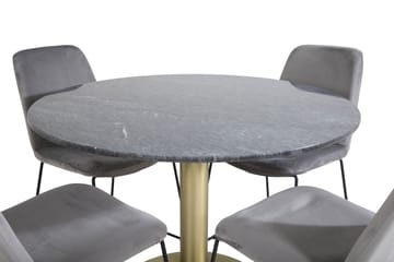 Estelle Matgrupp 106 cm Rund med 4 Muce stolar - Svart/Guld - Möbler - Bord & matgrupper - Matgrupper
