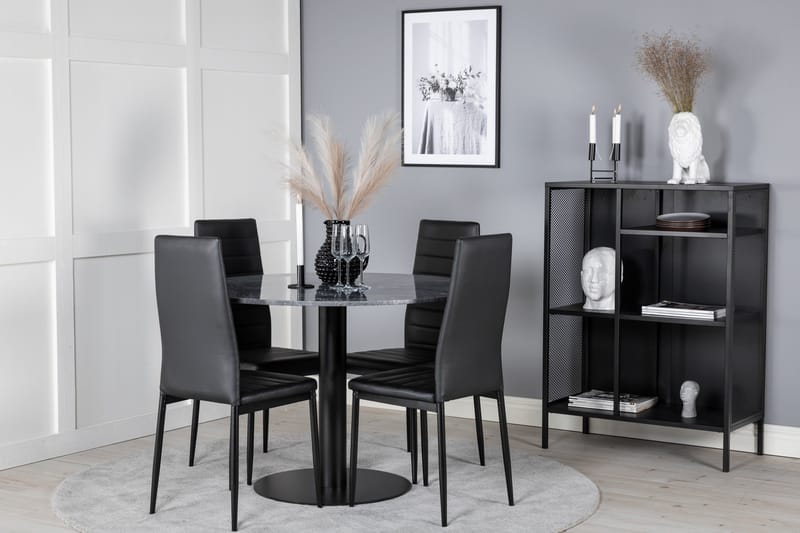 Estelle Matgrupp 106 cm Rund med 4 Slim stolar - Möbler - Bord & matgrupper - Matgrupper