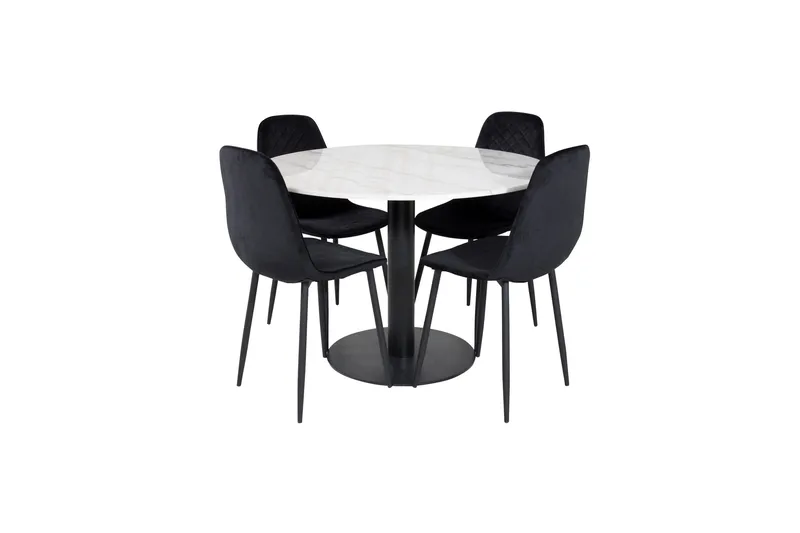 Estelle Matgrupp 106 cm Rund med 4 Polar stolar - Svart - Möbler - Bord & matgrupper - Matgrupper