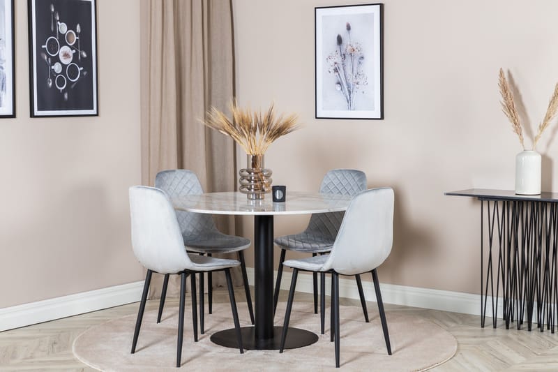 Estelle Matgrupp 106 cm Rund med 4 Polar stolar - Svart - Möbler - Bord & matgrupper - Matgrupper