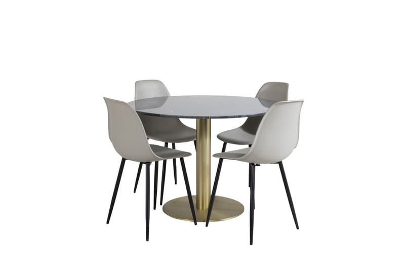 Estelle Matgrupp 106 cm Rund med 4 Polar stolar, Svart/Guld