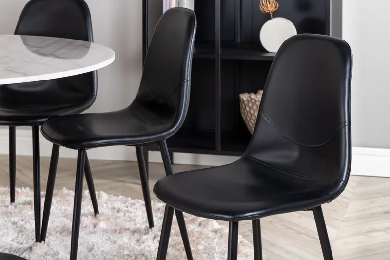 Estelle Matgrupp 106 cm Rund med 6 Polar stolar - Svart - Möbler - Bord & matgrupper - Matgrupper