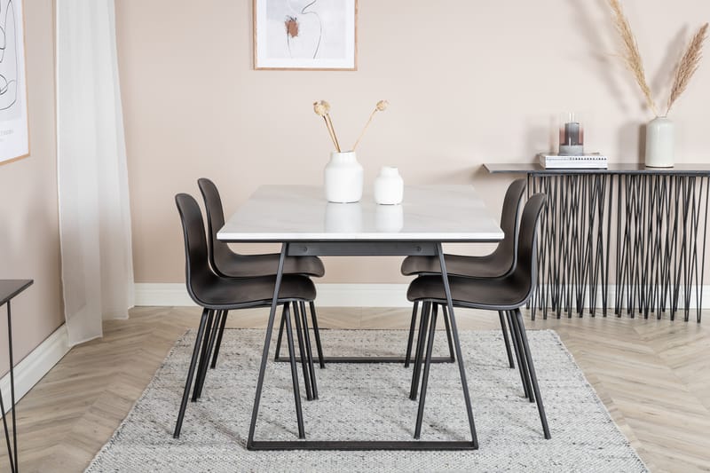 Estelle Matgrupp 140 cm Rektangulär med 4 Arctic Stolar - Svart - Möbler - Bord & matgrupper - Matgrupper