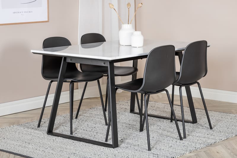 Estelle Matgrupp 140 cm Rektangulär med 4 Arctic Stolar - Svart - Möbler - Bord & matgrupper - Matgrupper
