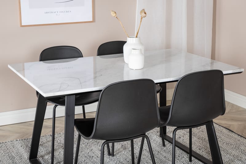 Estelle Matgrupp 140 cm Rektangulär med 4 Arctic Stolar - Svart - Möbler - Bord & matgrupper - Matgrupper