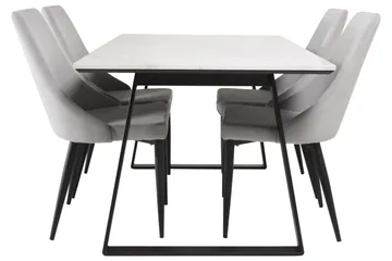 Estelle Matgrupp 140 cm Rektangulär med 4 Leone stolar - Svart - Möbler - Bord & matgrupper - Matgrupper