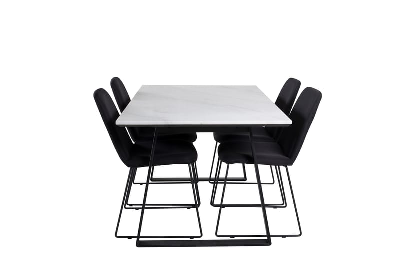 Estelle Matgrupp 140 cm Rektangulär med 4 Muce stolar, Svart