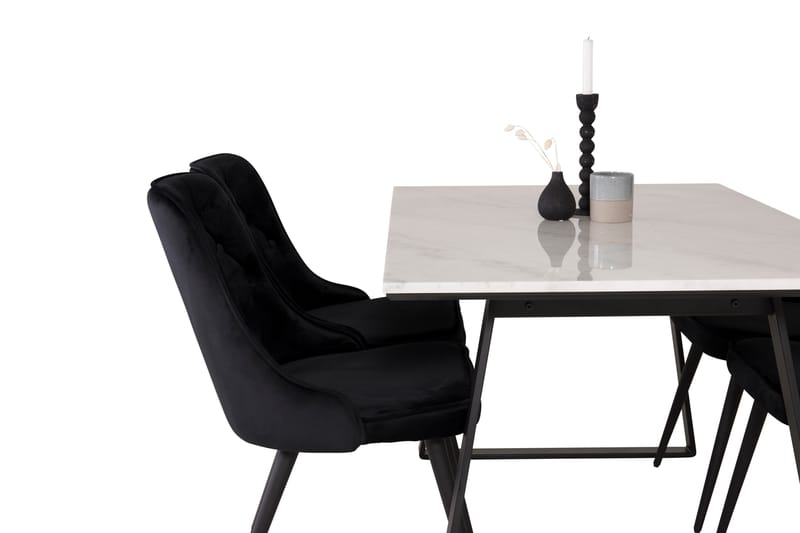 Estelle Matgrupp 140 cm Rektangulär med 4 Velvet Deluxe stolar - Svart - Möbler - Bord & matgrupper - Matgrupper