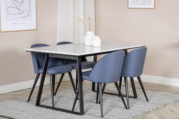 Estelle Matgrupp 140 cm Rektangulär med 4 Velvet stolar - Svart - Möbler - Bord & matgrupper - Matgrupper
