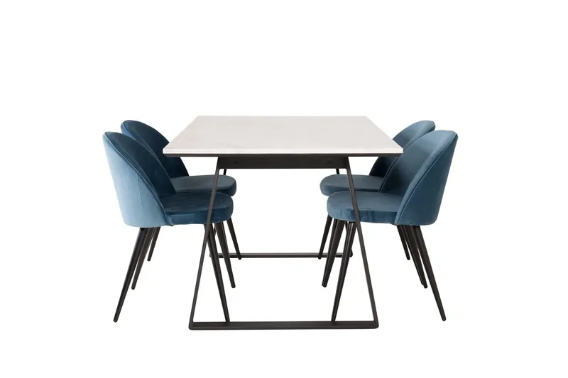 Estelle Matgrupp 140 cm Rektangulär med 4 Velvet stolar, undefined