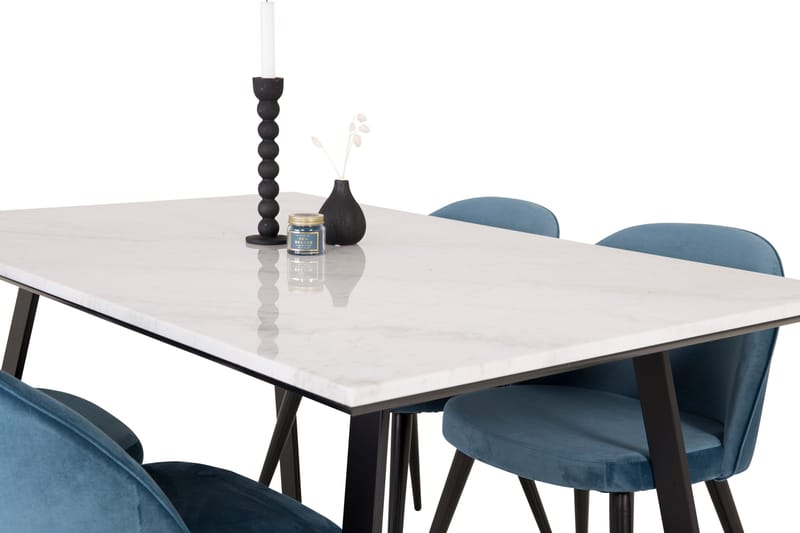 Estelle Matgrupp 140 cm Rektangulär med 4 Velvet stolar - Möbler - Bord & matgrupper - Matgrupper