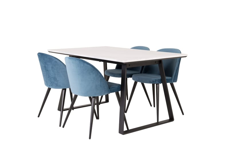 Estelle Matgrupp 140 cm Rektangulär med 4 Velvet stolar - Möbler - Bord & matgrupper - Matgrupper