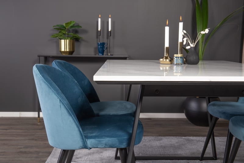 Estelle Matgrupp 140 cm Rektangulär med 4 Velvet stolar - Möbler - Bord & matgrupper - Matgrupper