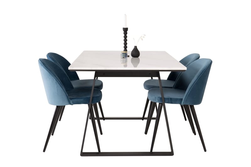 Estelle Matgrupp 140 cm Rektangulär med 4 Velvet stolar - Möbler - Bord & matgrupper - Matgrupper
