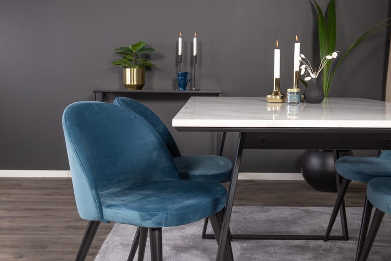 Estelle Matgrupp 140 cm Rektangulär med 4 Velvet stolar - Möbler - Bord & matgrupper - Matgrupper