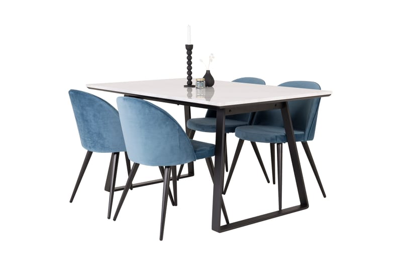 Estelle Matgrupp 140 cm Rektangulär med 4 Velvet stolar - Möbler - Bord & matgrupper - Matgrupper