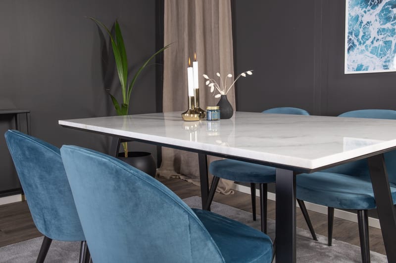 Estelle Matgrupp 140 cm Rektangulär med 4 Velvet stolar - Möbler - Bord & matgrupper - Matgrupper