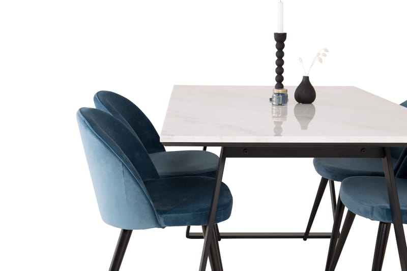 Estelle Matgrupp 140 cm Rektangulär med 4 Velvet stolar - Möbler - Bord & matgrupper - Matgrupper