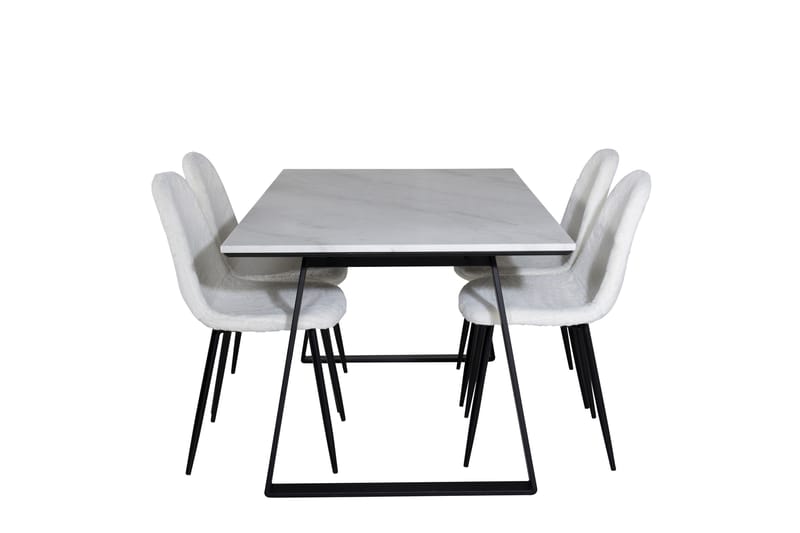 Estelle Matgrupp 140 cm Rektangulär med 4 Polar stolar - Svart - Möbler - Bord & matgrupper - Matgrupper