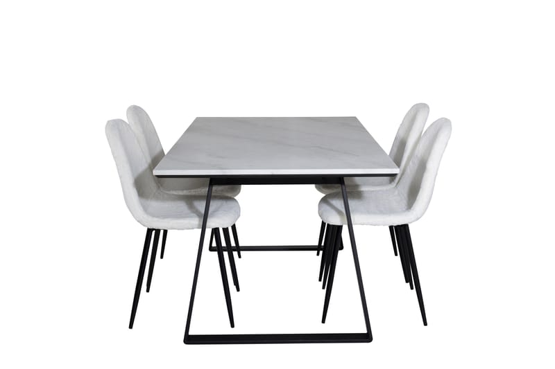 Estelle Matgrupp 140 cm Rektangulär med 4 Polar stolar, Svart