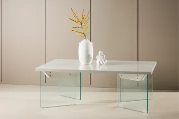 Ester Rektangulärt Soffbord i Trä och Glas - Vit - Möbler - Bord & matgrupper - Soffbord