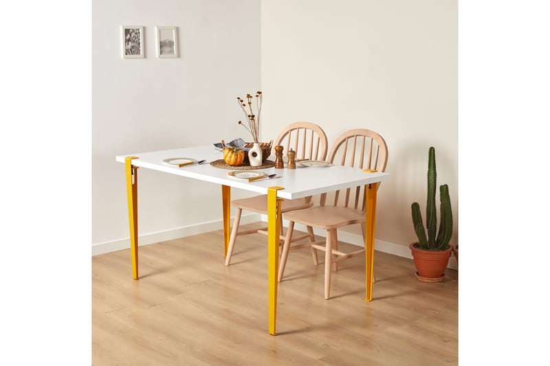 Eurotas Matbord 120x60 cm Vit/Gul - Hanah Home - Möbler - Bord & matgrupper - Matbord & köksbord