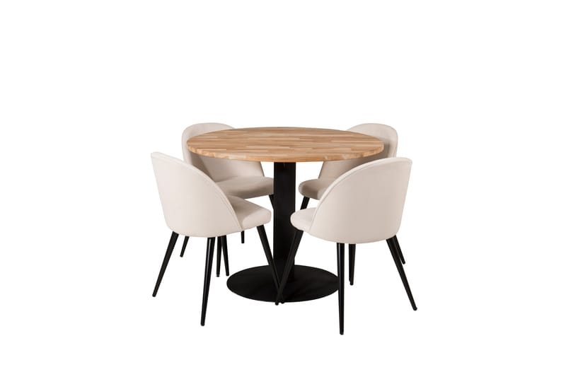 Ezra Matgrupp 100 cm Rund med 4 Sedavi Stolar - Beige - Möbler - Bord & matgrupper - Matgrupper