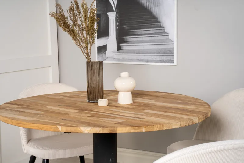 Ezra Matgrupp 100 cm Rund med 4 Sedavi Stolar - Beige - Möbler - Bord & matgrupper - Matgrupper