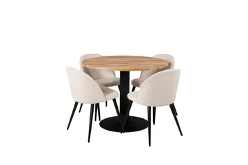 Ezra Matgrupp 100 cm Rund med 4 Sedavi Stolar - Beige - Möbler - Bord & matgrupper - Matgrupper