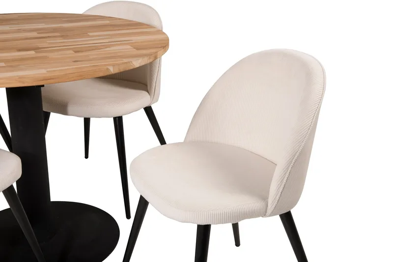 Ezra Matgrupp 100 cm Rund med 4 Sedavi Stolar - Beige - Möbler - Bord & matgrupper - Matgrupper