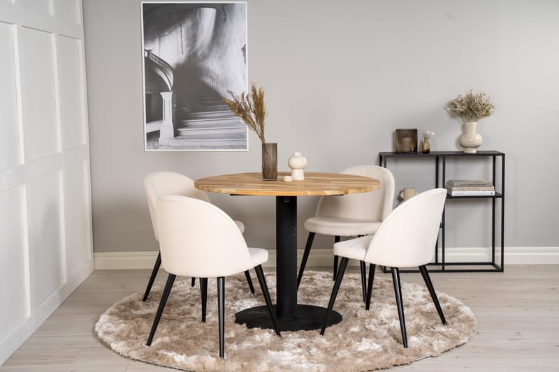 Ezra Matgrupp 100 cm Rund med 4 Sedavi Stolar - Beige - Möbler - Bord & matgrupper - Matgrupper