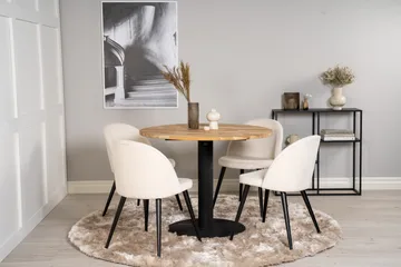 Ezra Matgrupp 100 cm Rund med 4 Sedavi Stolar - Beige - Möbler - Bord & matgrupper - Matgrupper